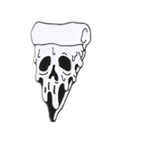 Melting Pizza Skull Halloween Pin Brooch